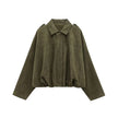 Jacket Women Suede Look Oversized Button Front Relaxed Fit
