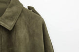 Jacket Women Suede Look Oversized Button Front Relaxed Fit