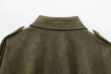 Jacket Women Suede Look Oversized Button Front Relaxed Fit