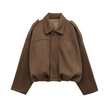 Jacket Women Suede Look Oversized Button Front Relaxed Fit