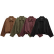Jacket Women Suede Look Oversized Button Front Relaxed Fit