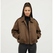 Jacket Women Suede Look Oversized Button Front Relaxed Fit