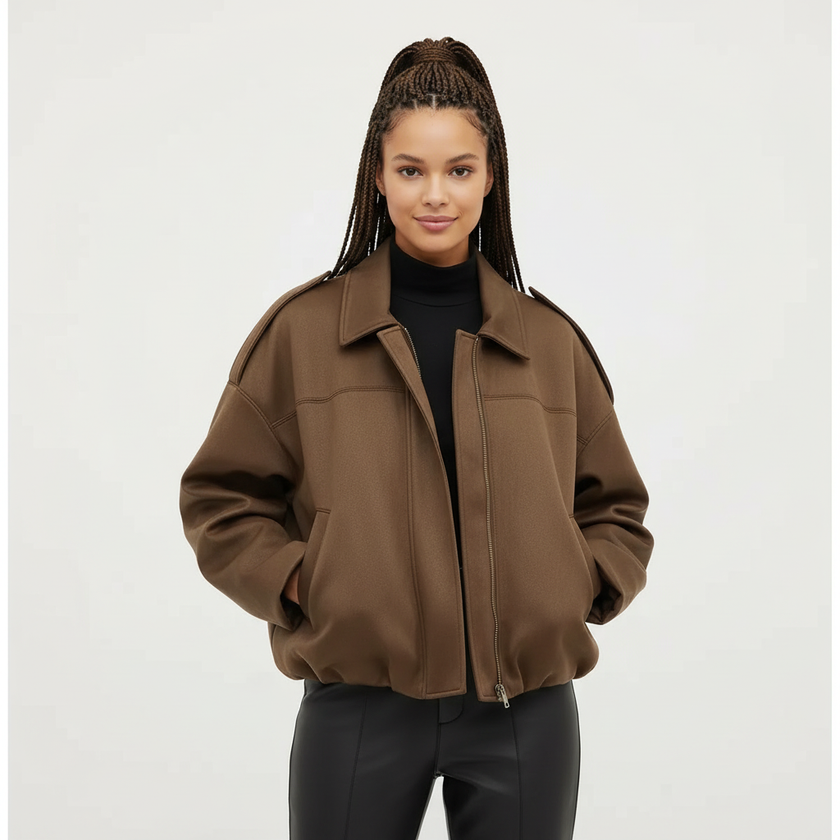 Jacket Women Suede Look Oversized Button Front Relaxed Fit