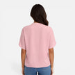 Lightweight women's chiffon blouse with V-neck from FJØRNA, perfect for casual summer wear. Blue, flowy, and breathable.