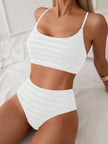 FJØRNA women's solid textured bikini set swimwear, featuring a stylish, minimalist design perfect for summer beach days.