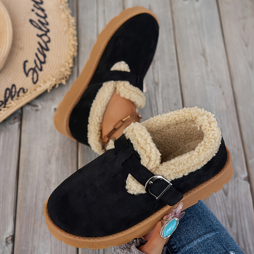 Ilona | Women's Ankle Slip-On Fur-Trim Warm Winter Boots