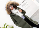 Down Coat Women Hooded Long Detachable Fur Trim Winter