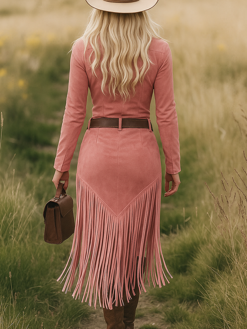 FJØRNA tassel midi dress in casual style, featuring flowing fabric and tassel details, perfect for summer or casual outings.