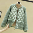 Bomber Jacket Women Quilted Plush Trim Zip Front Cropped