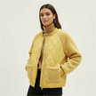 Bomber Jacket Women Quilted Plush Trim Zip Front Cropped