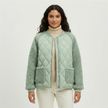 Bomber Jacket Women Quilted Plush Trim Zip Front Cropped