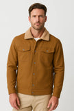 Button-Up Jacket Men Sherpa-Lined Collar Chest Pockets Regular Fit
