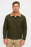 Button-Up Jacket Men Sherpa-Lined Collar Chest Pockets Regular Fit