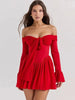 FJØRNA white tie-front strapless corset mini dress featuring a fitted bodice and stylish design, displayed on a mannequin.