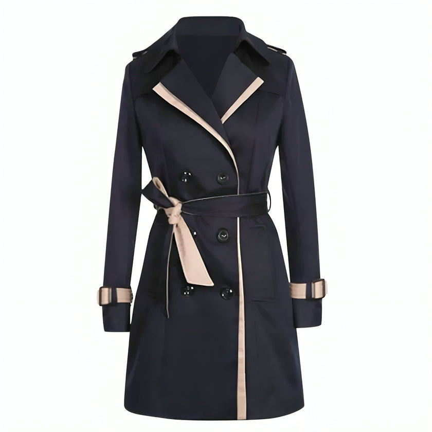 Trench Coat Women Double Breasted Belted Mid Length