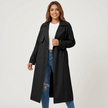 Trench Coat Women Long Belted Lapel Collar Classic