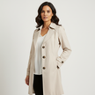 Trench Coat Women Tailored Fit Button Front Long Sleeve