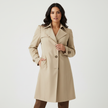 Trench Coat Women Tailored Fit Button Front Long Sleeve