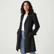 Trench Coat Women Tailored Fit Button Front Long Sleeve