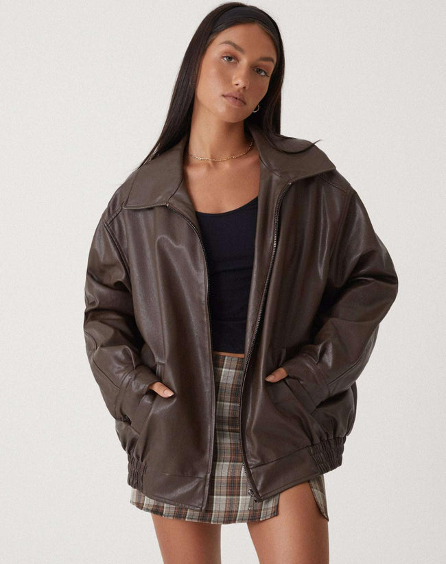 Kaitlyn | Oversized Faux Leather Jacket for Women