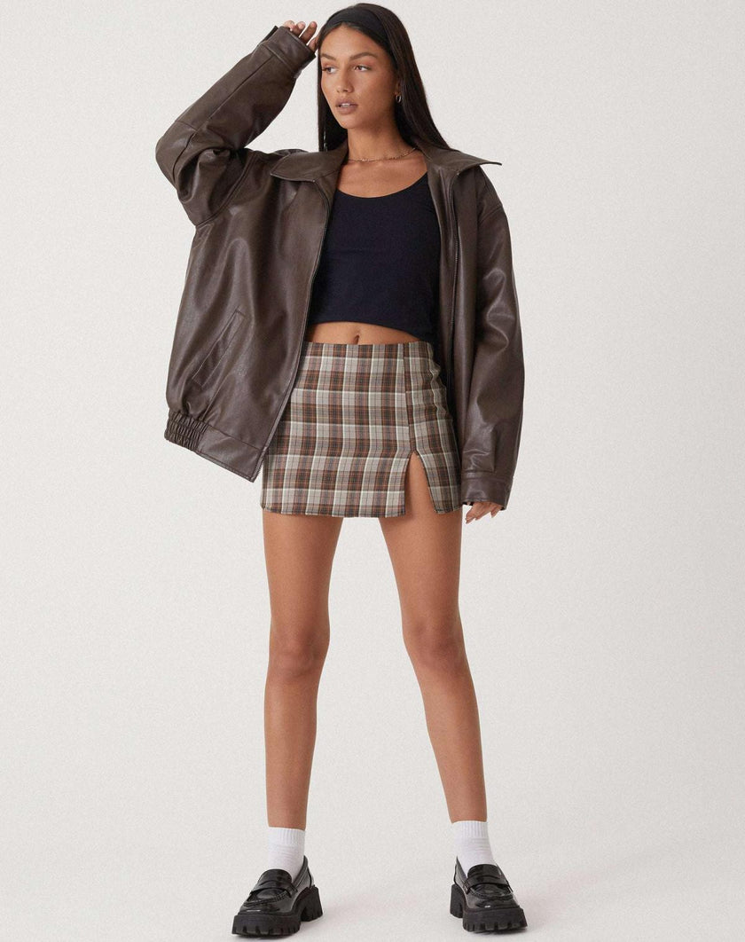 Vegan Leather Jacket Women Oversized with Front Zip