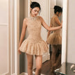 FJØRNA women's tulle back bow dress in mini, midi, or maxi length, featuring a delicate tulle back and elegant bow detail.
