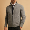 Wool Blend Zip Jacket Men Stand Collar Regular Fit
