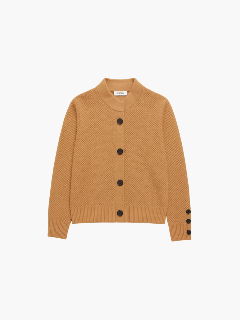 Sweater Women Button-Up Stand Collar Viscose Blend