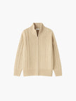 Cardigan Women Wool High Neck Zip Front Quiet Luxury