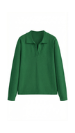Knit Sweater Women Collared Relaxed Fit Long Sleeve