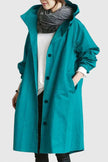 Hooded Coat Women Oversized Fit Adjustable Hood Elastic Cuffs