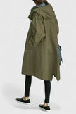 Hooded Coat Women Oversized Fit Adjustable Hood Elastic Cuffs