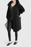 Hooded Coat Women Oversized Fit Adjustable Hood Elastic Cuffs