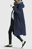 Hooded Coat Women Oversized Fit Adjustable Hood Elastic Cuffs