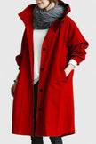 Hooded Coat Women Oversized Fit Adjustable Hood Elastic Cuffs