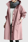 Hooded Coat Women Oversized Fit Adjustable Hood Elastic Cuffs