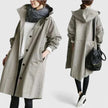Hooded Coat Women Oversized Fit Adjustable Hood Elastic Cuffs