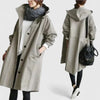 Hooded Coat Women Oversized Fit Adjustable Hood Elastic Cuffs