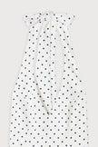 FJØRNA women's mini dress with volume skirt, white polka dot pattern, suitable for party and day wear, stylish and comfortable.