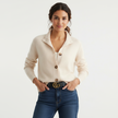 Oversized Cardigan Women, Soft Ribbed Knit with Oversized Buttons