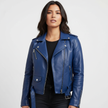 PU Leather Biker Jacket Women Vintage Fitted Silver Zip