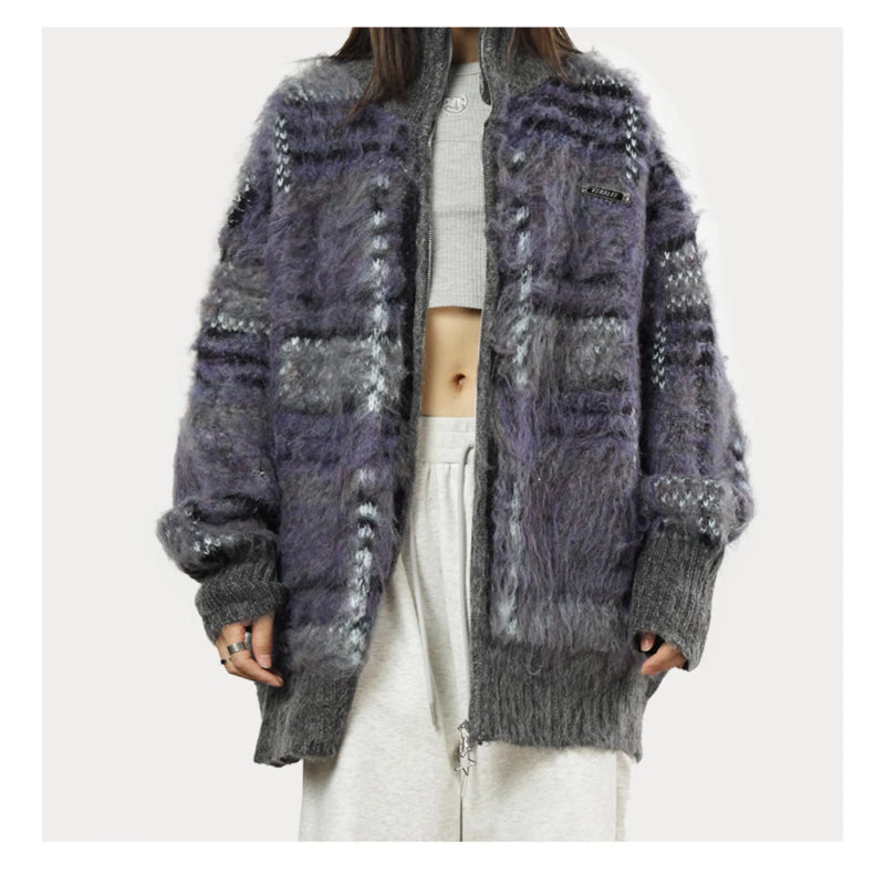 Fluffy Cardigan Women Oversized Vintage Style