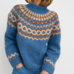 Retro Knit Pullover Sweater Women Round Neck Relaxed Fit