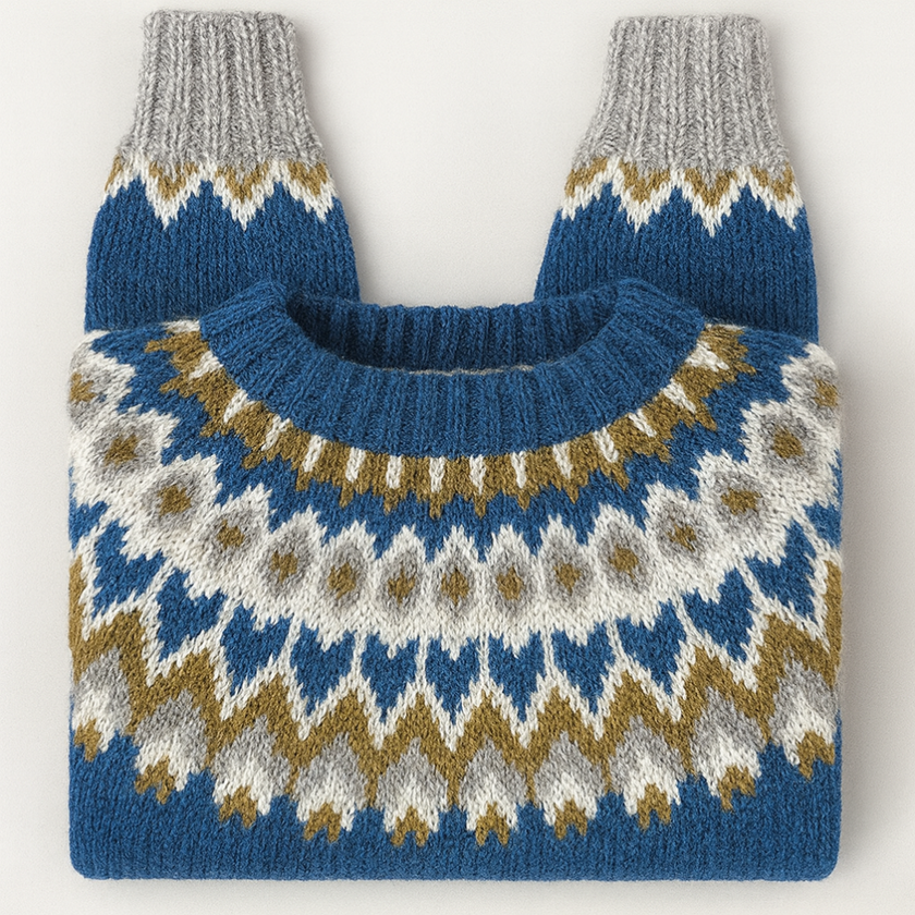 Retro Knit Pullover Sweater Women Round Neck Relaxed Fit
