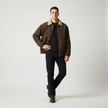 Sherpa Collar Jacket Men Cotton Blend Zip Front Regular Fit