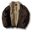 Sherpa Collar Jacket Men Cotton Blend Zip Front Regular Fit