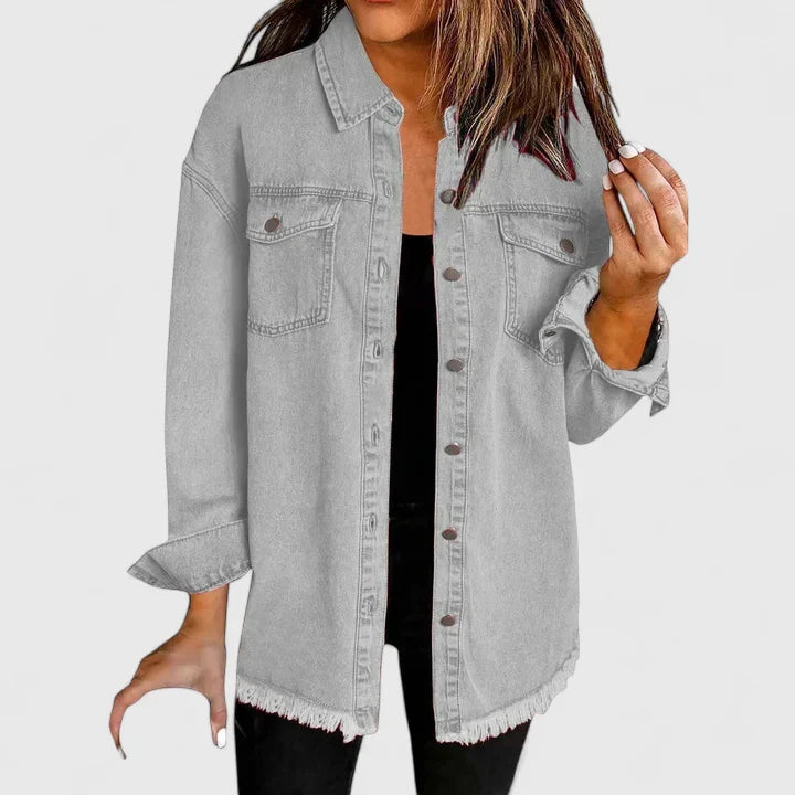 Denim Jacket Women Relaxed Fit Oversized Pockets