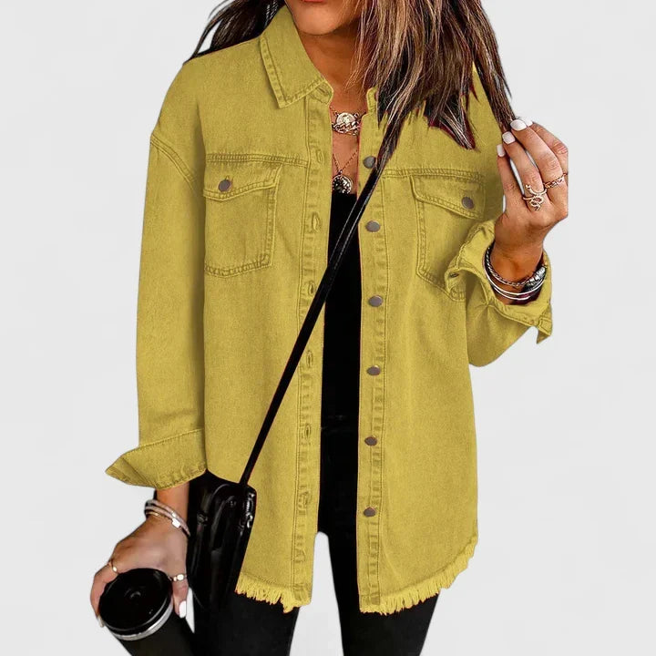 Denim Jacket Women Relaxed Fit Oversized Pockets