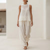 White FJØRNA women's two-piece set with drawstring high neck, stylish co-ord outfit featuring a modern, elegant design.
