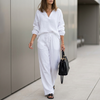 White summer two-piece women's co-ord set with drawstring waistband, relaxed fit, from FJØRNA.